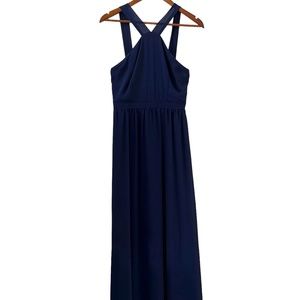 Lulu's Air Of Romance Navy Blue Maxi Dress Size M